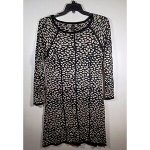 Spense Long Sleeve Black Tan Animal Print Princess Cut Sweater Dress Size Large